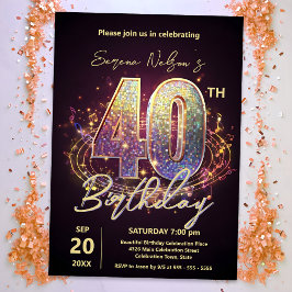 Invitación Sparkling Disco Dance 40th Birthday Celebration