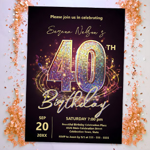 Invitación Sparkling Disco Dance 40th Birthday Celebration