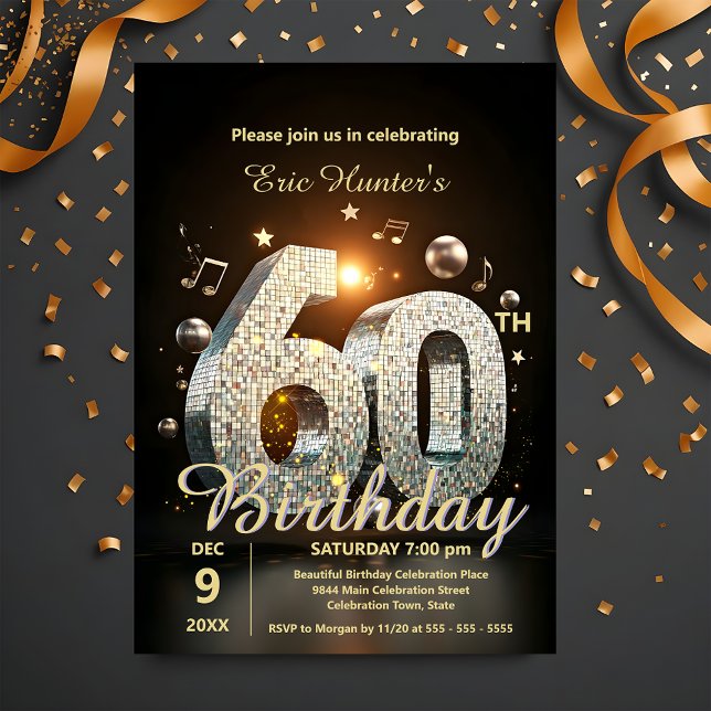 Invitación Sparkling Disco Dance 60th Birthday Celebration (Subido por el creador)