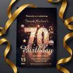 Invitación Sparkling Disco Dance 70th Birthday Celebration<br><div class="desc">Celebra 70 con estilo con esta elegante invitación de personalizable! Este impresionante diseño presenta un brillante "70" rodeado de elementos festivos, incluyendo luces brillantes, burbujas de celebración y escritura delicada, que captan la esencia de una vida bien vivida. La paleta de colores, profunda y rica, añade sofisticación, mientras que los...</div>