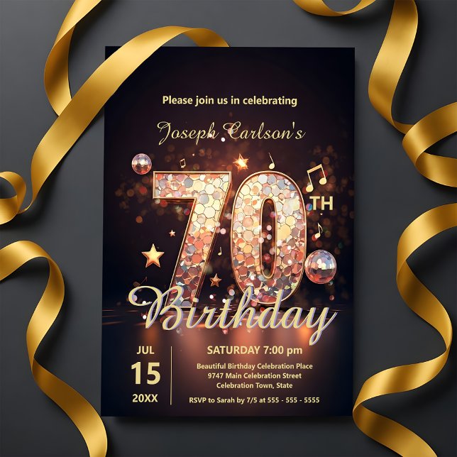 Invitación Sparkling Disco Dance 70th Birthday Celebration (Subido por el creador)