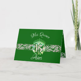 Invitación Sparkling Emerald Green Quinceañera Español