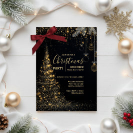 Invitación Sparkling Gold Christmas Tree Invitation