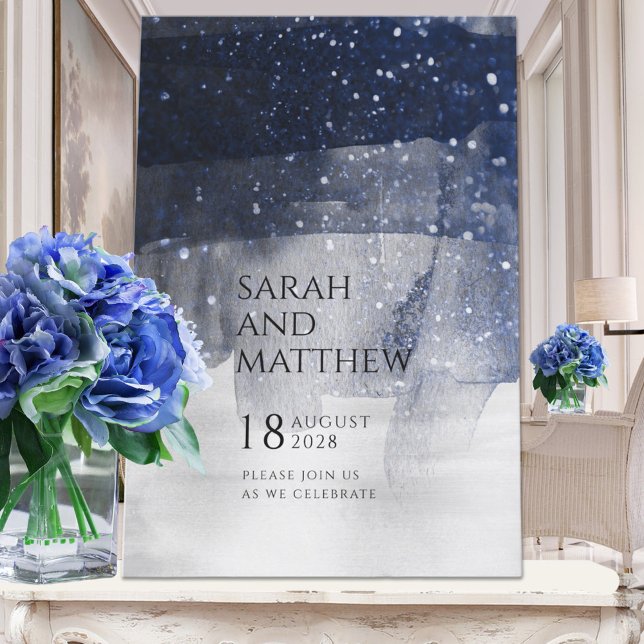 Invitación Sparkling Navy y Silver Boda moderno (Subido por el creador)
