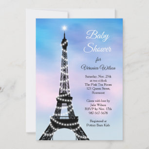 Invitación Sparkling Parisian Baby Shower Invitar rosa/azul