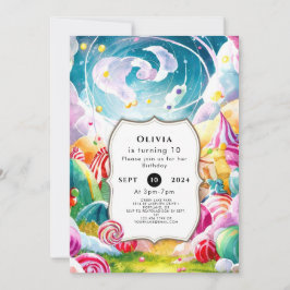 Invitación Sparkling Simple Candyland Cumpleaños