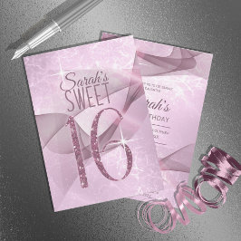 Invitación Sparkling Swirls Dulce Dieciséis Orquídea Pink ID6