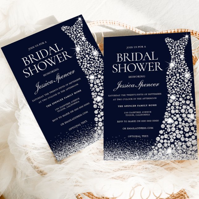 Invitación Sparkling White Boda Vestido Bridal Shower (Subido por el creador)