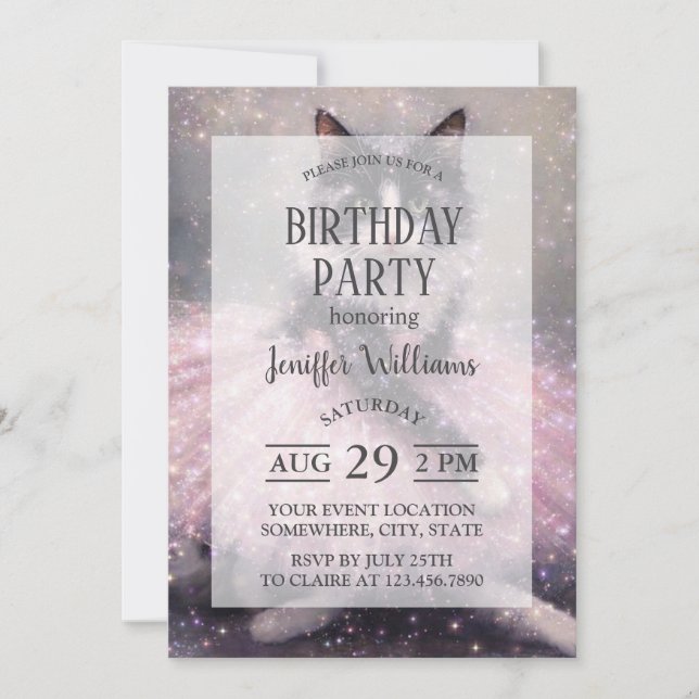 Invitación Sparkly Ballerina Cat in Pink Tutu                 (Anverso)