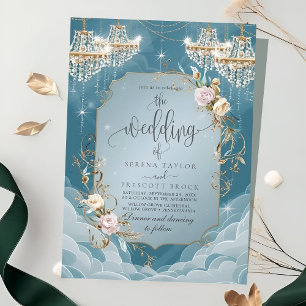 Invitación Sparkly Chandelier Floral Lavish Boda