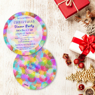 Invitación Sparkly Colorful Simple Christmas Dinner Party