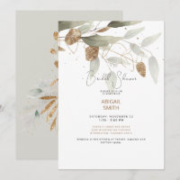Sparkly Foliage Taupe Bridal Shower