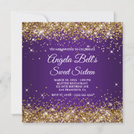 Invitación Sparkly Gold Purpurina Royal Purple Sweet