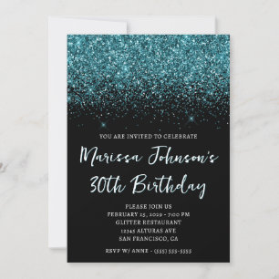Invitación Sparkly Hunter Purpurina Verde Negro 30 cumpleaños
