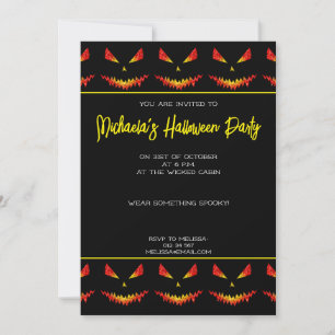 Invitación Sparkly Jack O'Lantern Halloween patrón negro