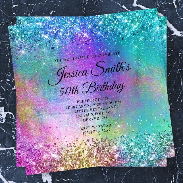 Invitación Sparkly Mermaid Purpurina Relieve metalizado 50 cu (Subido por el creador)