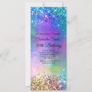 Invitación Sparkly Mermaid Purpurina Relieve metalizado 50 cu