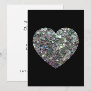 Invitación Sparkly mosaico de plata purpurina Corazón Persona