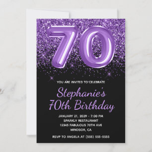 Invitación Sparkly Royal Purple Purpurina Negro número 70