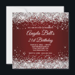 Invitación Sparkly Silver Purpurina Dark Red 21st Birthday<br><div class="desc">Una fabulosa invitación de 21 años con un lujoso monograma para ella. Faux brillante purpurina de plata glamour contra una imagen oscura roja y borgoña oscura oscura. El lujoso monograma clásico de caligrafía floreciente en el reverso puede ser personalizado o eliminado. Una gran fiesta de cumpleaños invita a tu hija...</div>