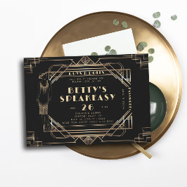 Invitación Speakeasy Flapper Roaring 20s Gold Gatsby Cumpleañ