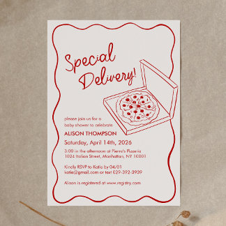 Invitación Special Delivery Pizza Baby Shower