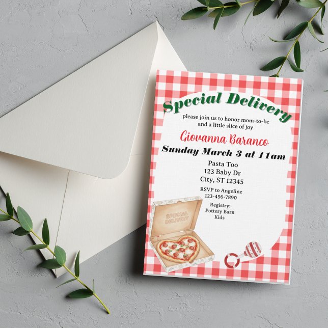 Invitación Special Delivery, Pizza Baby Shower Invitation (Subido por el creador)