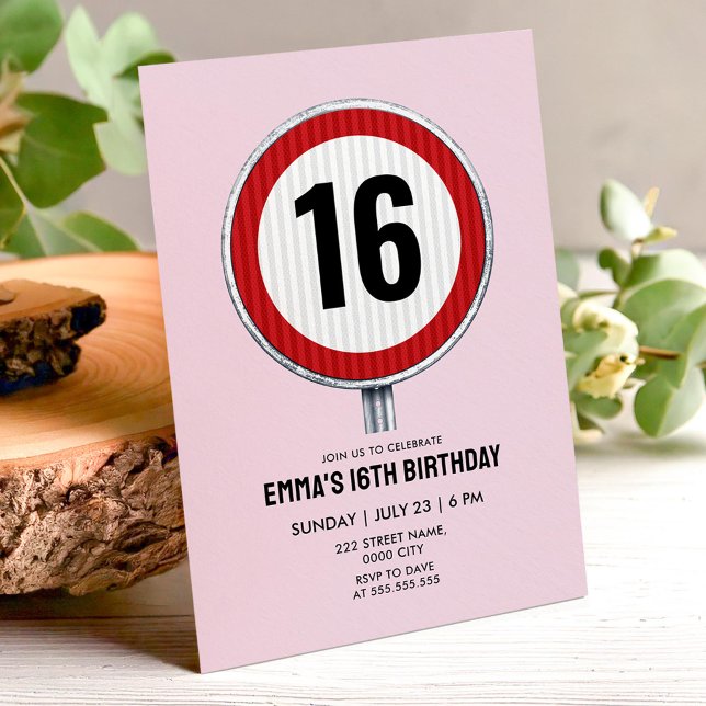 Invitación Speed Limit 16th Birthday - ANY AGE (Subido por el creador)