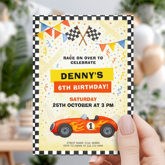 Invitación Speed Race Car Kids Birthday (Subido por el creador)