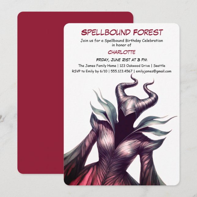 Invitación Spellbound Forest – Dark Fairy Birthday Party  (Anverso / Reverso)