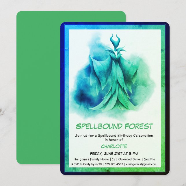 Invitación Spellbound Forest – Dark Fairy Birthday Party  (Anverso / Reverso)