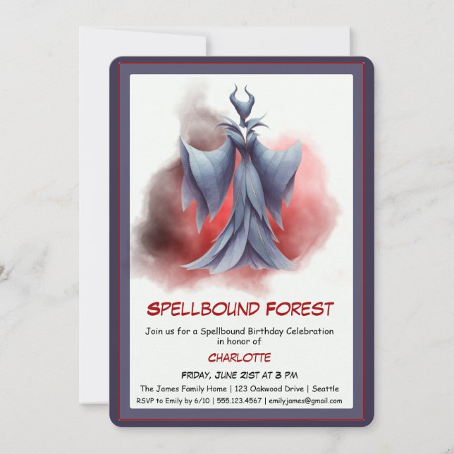 Invitación Spellbound Forest – Dark Fairy Birthday Party  (Anverso)