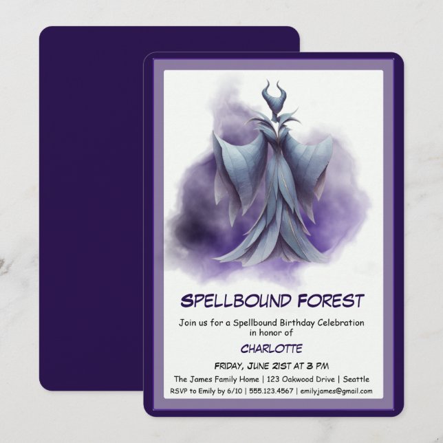 Invitación Spellbound Forest – Dark Fairy Birthday Party  (Anverso / Reverso)