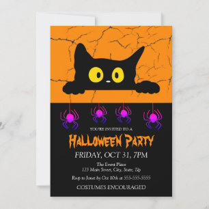 Invitación Spider Black Cat Costume fiesta de Halloween