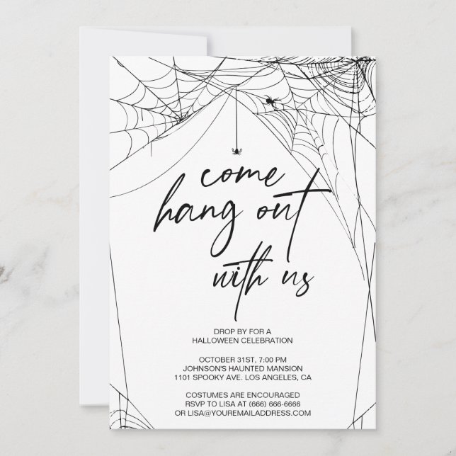 Invitación Spider Come Hang Halloween Party (Anverso)