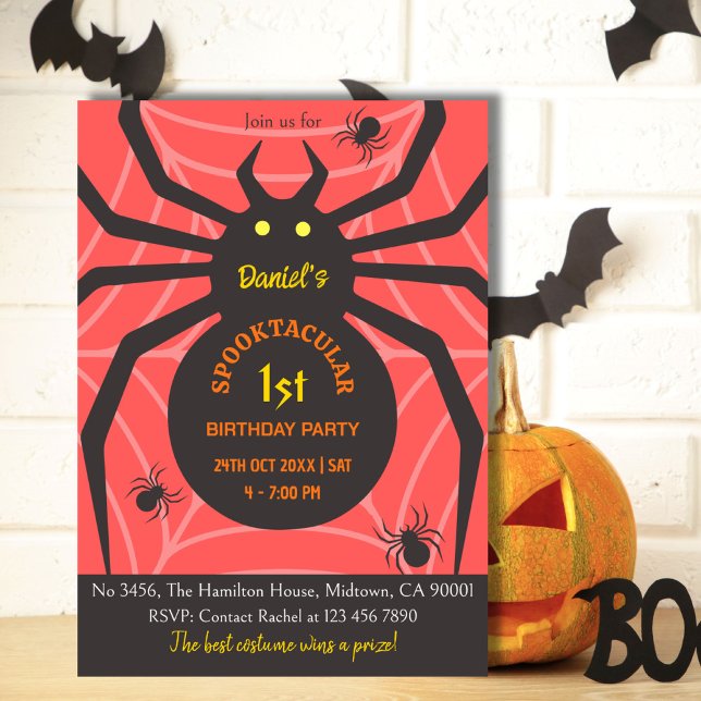Invitación Spider Web 1er cumpleaños espeluznante fiesta de H (Subido por el creador)