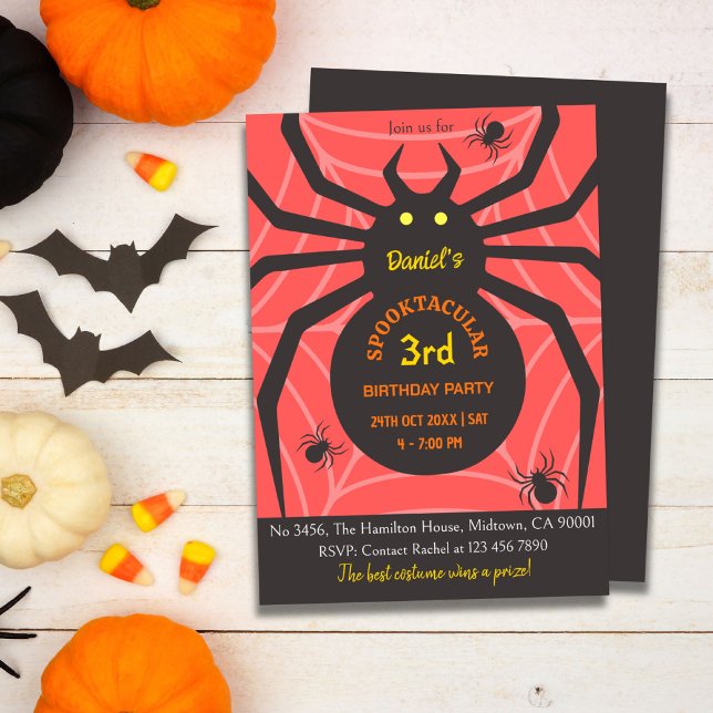 Invitación Spider Web 3er cumpleaños espeluznante fiesta de H (Subido por el creador)