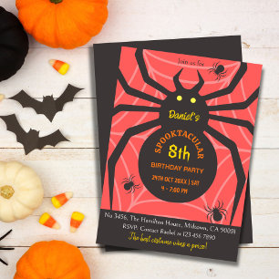 Invitación Spider Web 8 Fiesta de Halloween con miedo a los c