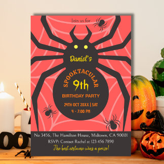 Invitación Spider Web 9 Partido de Halloween de cumpleaños es