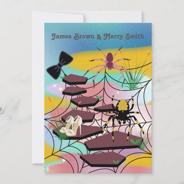 Invitación Spiders web Noble Shoes Path Bow Tie Boda (Anverso)