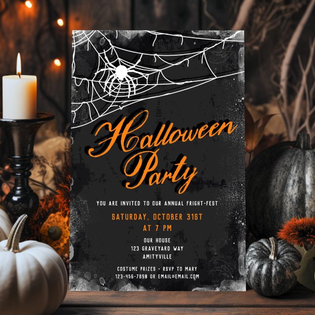 Invitación Spiderweb + Vintage Script Decayed Halloween Party (Subido por el creador)