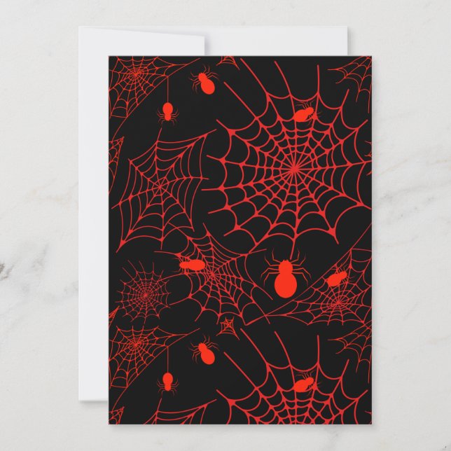 Invitación Spiderweb with spiders black backround  (Anverso)
