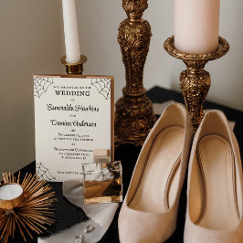 Invitación Spiderwebs Boda gótico blanco y negro