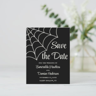 Invitación Spiderwebs Gótica blanca y negra salvan la fecha