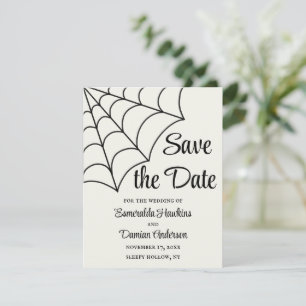 Invitación Spiderwebs Gótica blanca y negra salvan la fecha