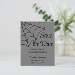 Invitación Spiderwebs Gótico negro y gris salvan la fecha