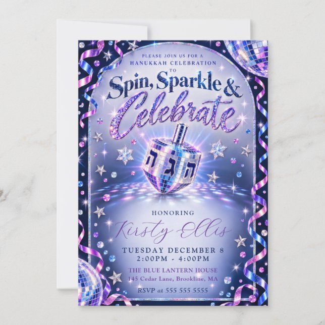 Invitación Spin Sparkle Janucá (Anverso)
