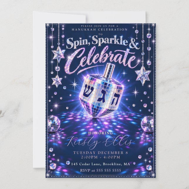 Invitación Spin Sparkle Janucá (Anverso)