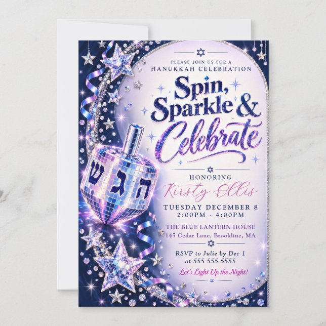 Invitación Spin Sparkle Janucá (Anverso)