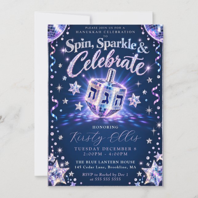 Invitación Spin Sparkle Janucá (Anverso)